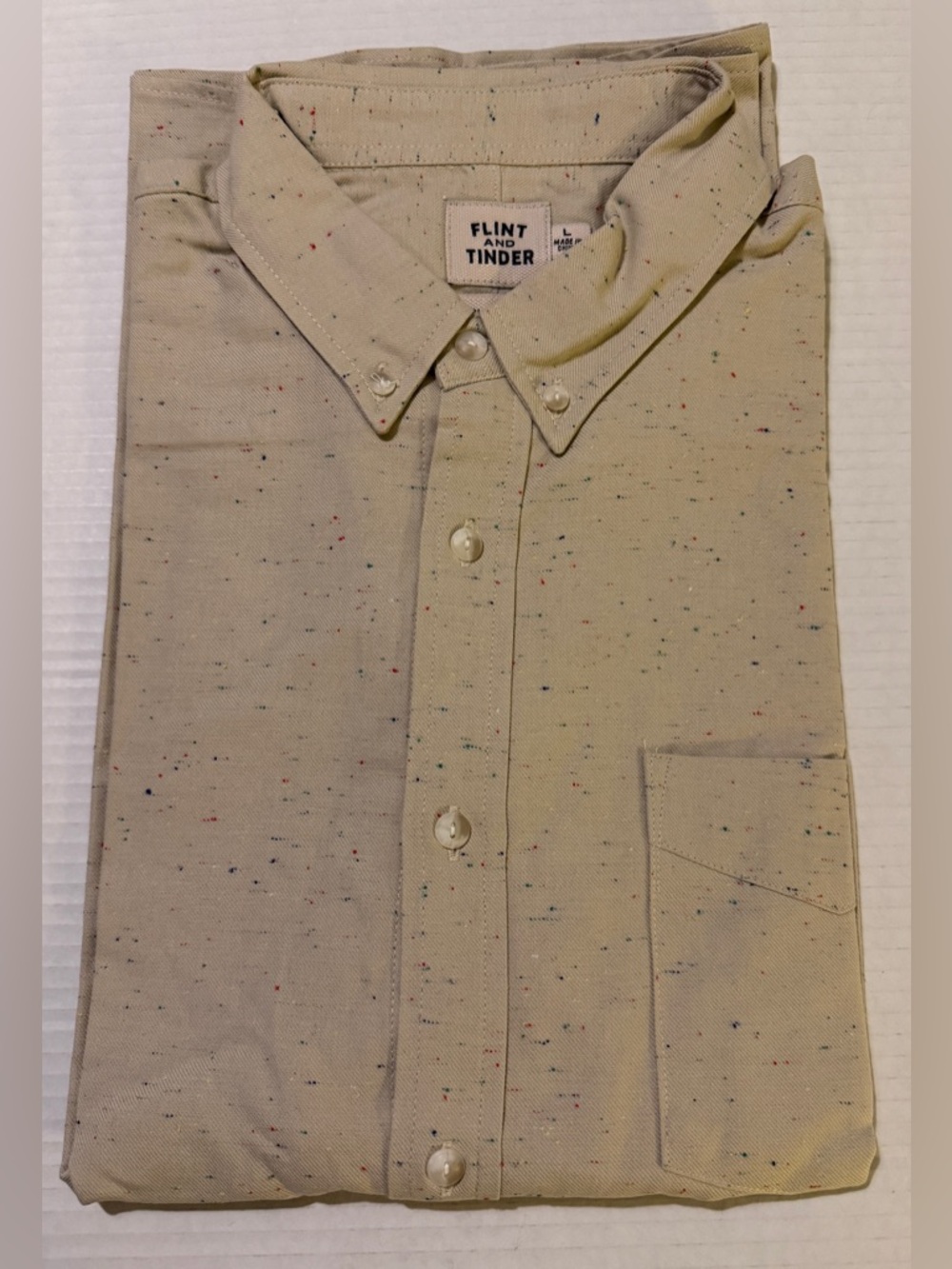 Huckberry Flint and Tinder Donegal Architect Natural Rainbow Fleck Shirt SLIM **